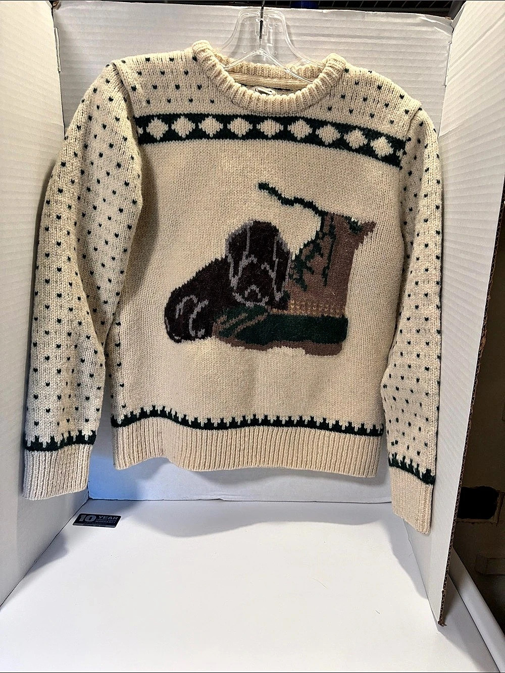 L.L.Bean Vintage L.L. Bean Puppy and Bean Boot Lambswool Intarsia Sweater
